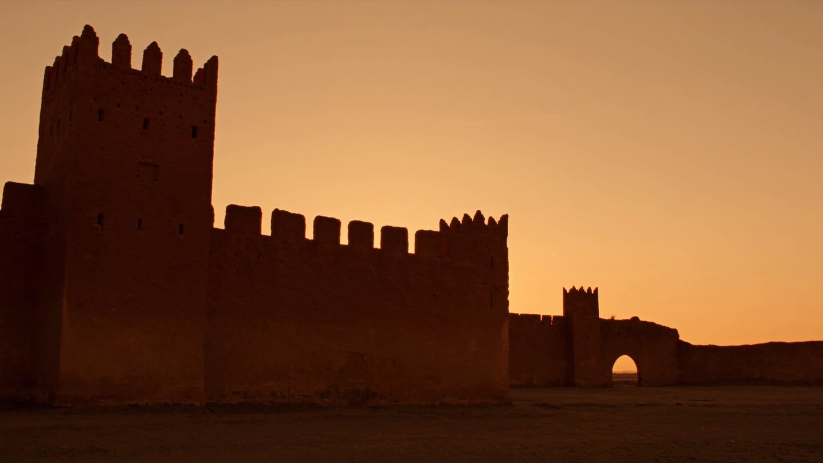 The ancient red clay ramparts of Taroudant glowing at golden hour